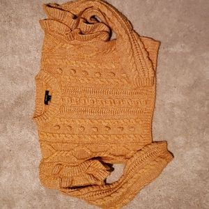 Yellow cable knit sweater with ruffle sleeves Forever 21 small